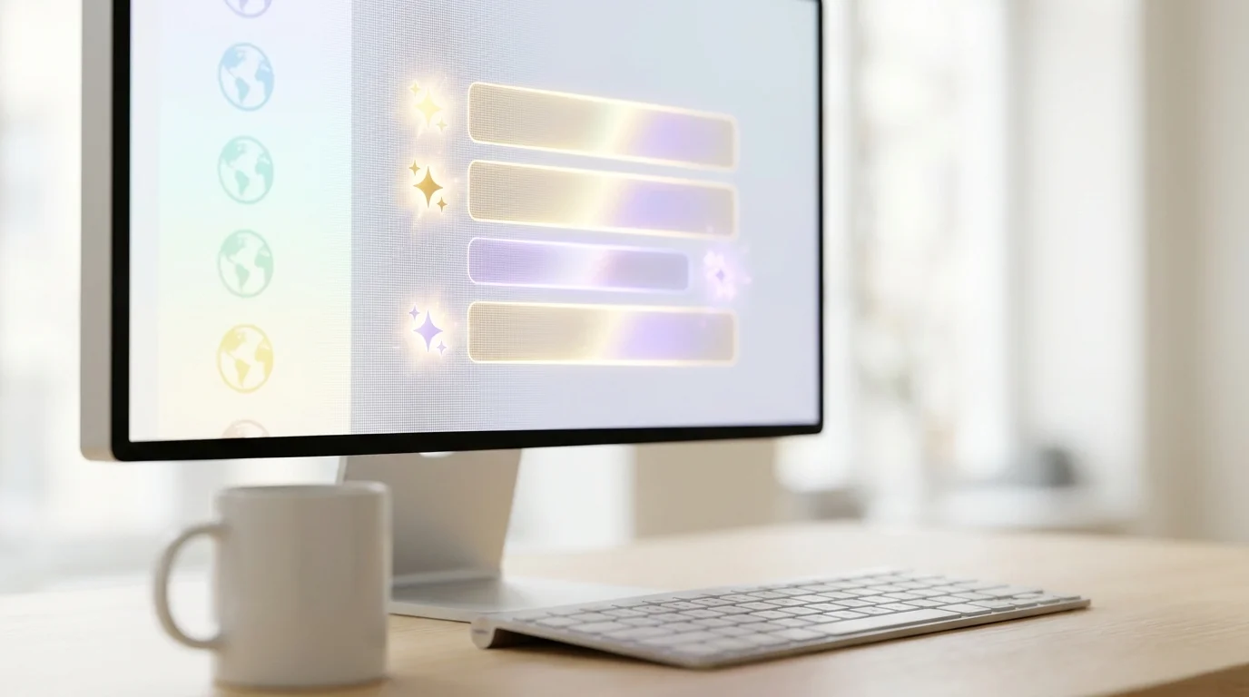 User interface mockup of a bulk metadata translation tool updating Android app descriptions